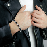 Men's Strength and Clarity Bracelet with Onyx Matte, Clear Quartz Matte, Hematite and Silver